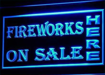 OPEN Fireworks On Sale Displays Neon Light Signs